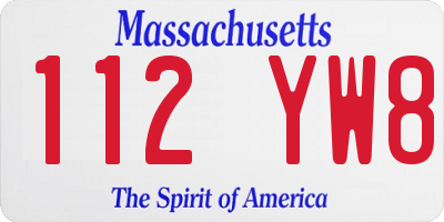 MA license plate 112YW8
