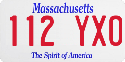 MA license plate 112YX0