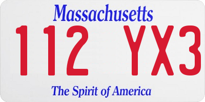 MA license plate 112YX3