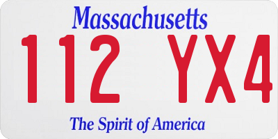 MA license plate 112YX4