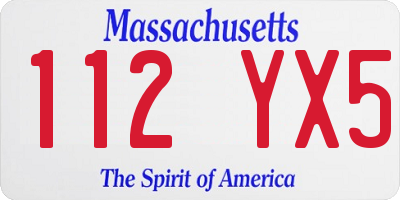 MA license plate 112YX5