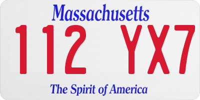 MA license plate 112YX7