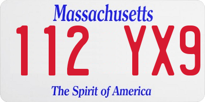 MA license plate 112YX9