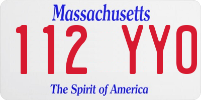 MA license plate 112YY0