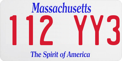 MA license plate 112YY3