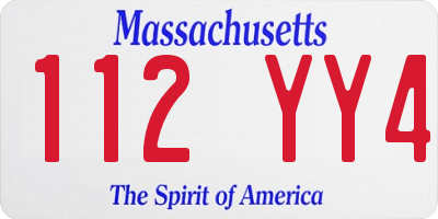 MA license plate 112YY4