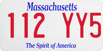 MA license plate 112YY5