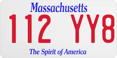 MA license plate 112YY8