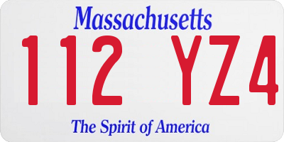 MA license plate 112YZ4