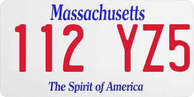 MA license plate 112YZ5