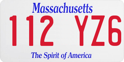 MA license plate 112YZ6