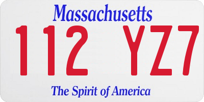 MA license plate 112YZ7
