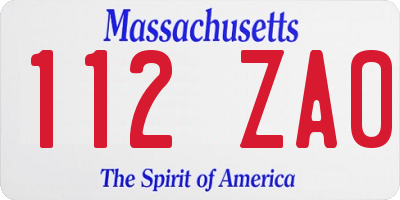 MA license plate 112ZA0