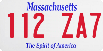 MA license plate 112ZA7