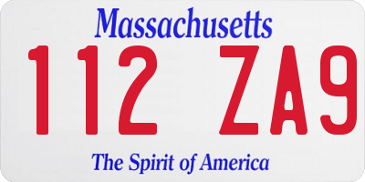 MA license plate 112ZA9