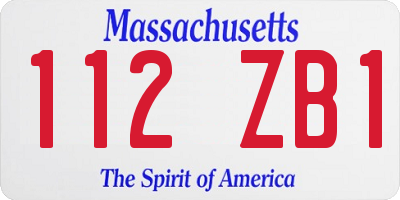 MA license plate 112ZB1