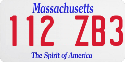 MA license plate 112ZB3