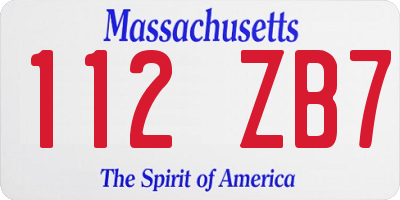 MA license plate 112ZB7
