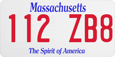 MA license plate 112ZB8