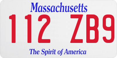 MA license plate 112ZB9