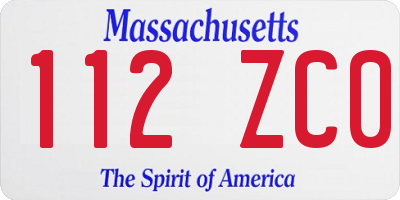 MA license plate 112ZC0