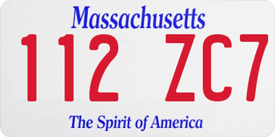 MA license plate 112ZC7