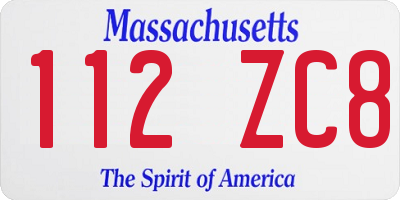 MA license plate 112ZC8