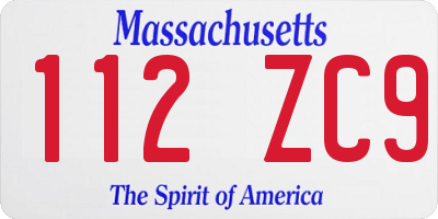 MA license plate 112ZC9