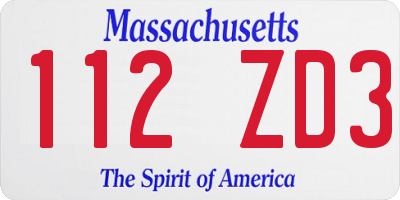 MA license plate 112ZD3