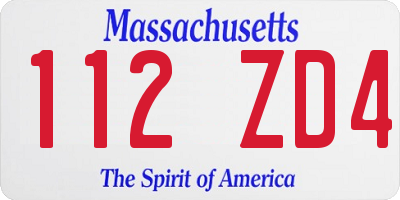MA license plate 112ZD4