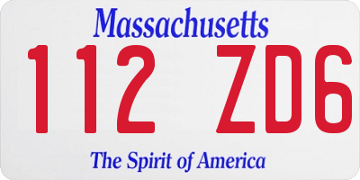 MA license plate 112ZD6