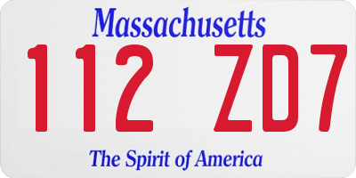 MA license plate 112ZD7