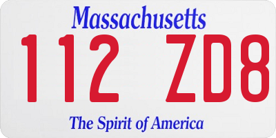 MA license plate 112ZD8