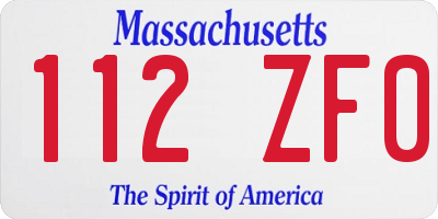 MA license plate 112ZF0