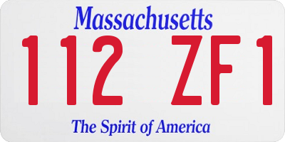 MA license plate 112ZF1