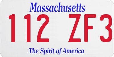 MA license plate 112ZF3