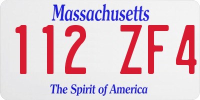 MA license plate 112ZF4