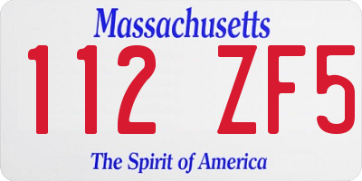 MA license plate 112ZF5