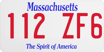 MA license plate 112ZF6