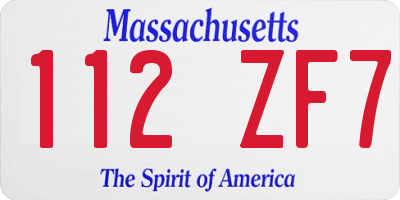 MA license plate 112ZF7