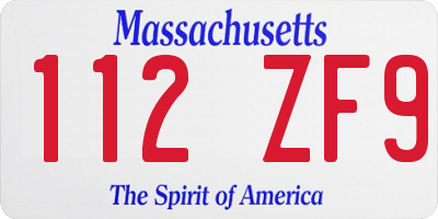 MA license plate 112ZF9