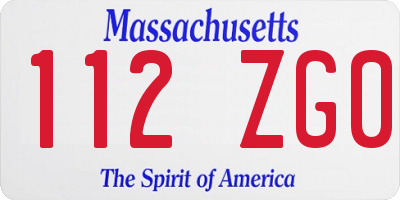 MA license plate 112ZG0