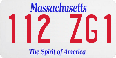 MA license plate 112ZG1