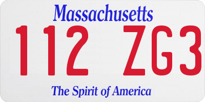 MA license plate 112ZG3