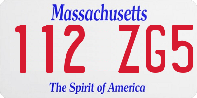 MA license plate 112ZG5