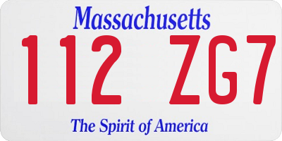 MA license plate 112ZG7