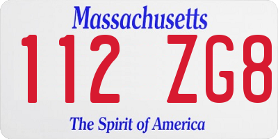 MA license plate 112ZG8