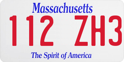 MA license plate 112ZH3