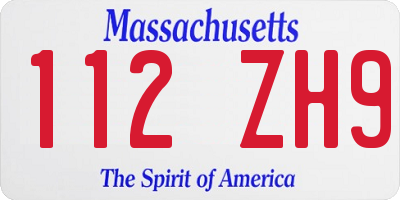 MA license plate 112ZH9
