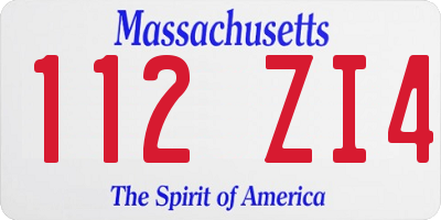 MA license plate 112ZI4